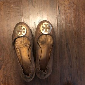 Tory Burch gold flats
